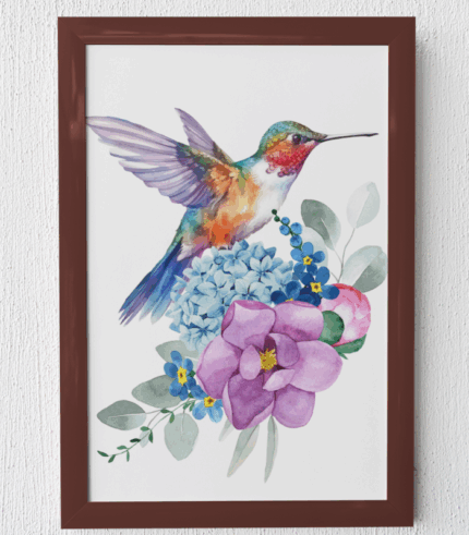Coastal Kingfisher Bird Multicolor Wall Art Framed Embroidery Print Painting for Wall Decor | Digital Satin Print with Zari & Thread Hand Embroidery | 12x16 inch Acrylic Frame
