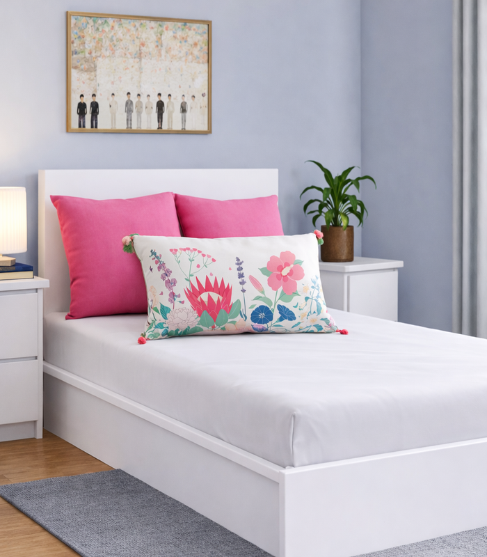 Pillow _20260125_024748_0000 Floral Print Soft Pillow (set of 2 ) for Kids Room | Cozy Decorative Cushion 14×16 Inch (in stock ) - Image 1