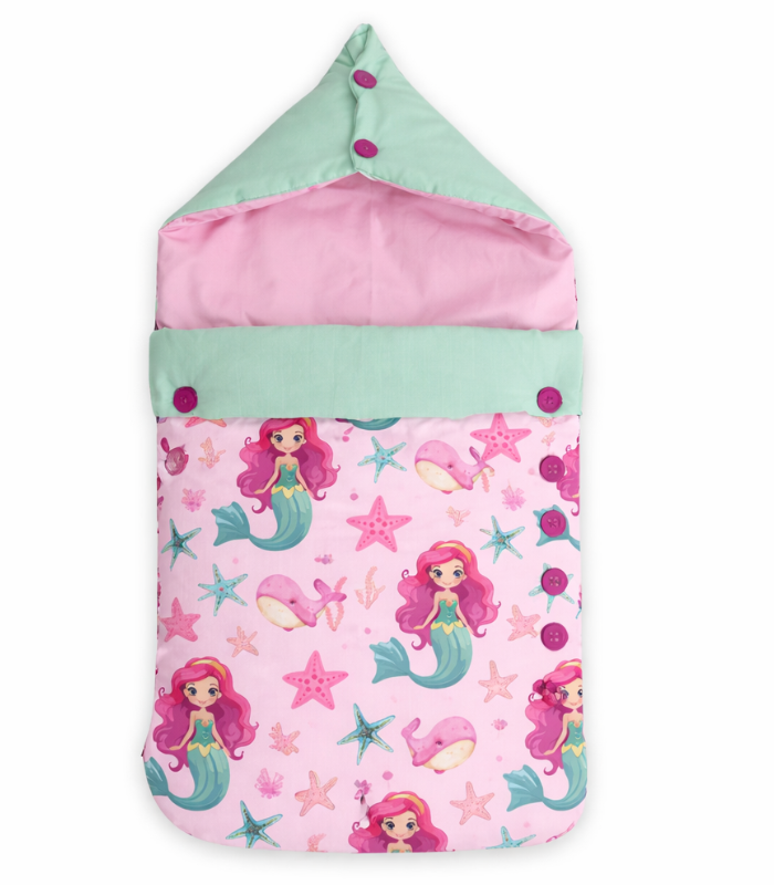 baby sleeping bag Mermaid Print Multicolor Baby Sleeping Bag for Newborn | Premium Cotton Baby Sleeping Bag (20×28 Inch) - Image 1