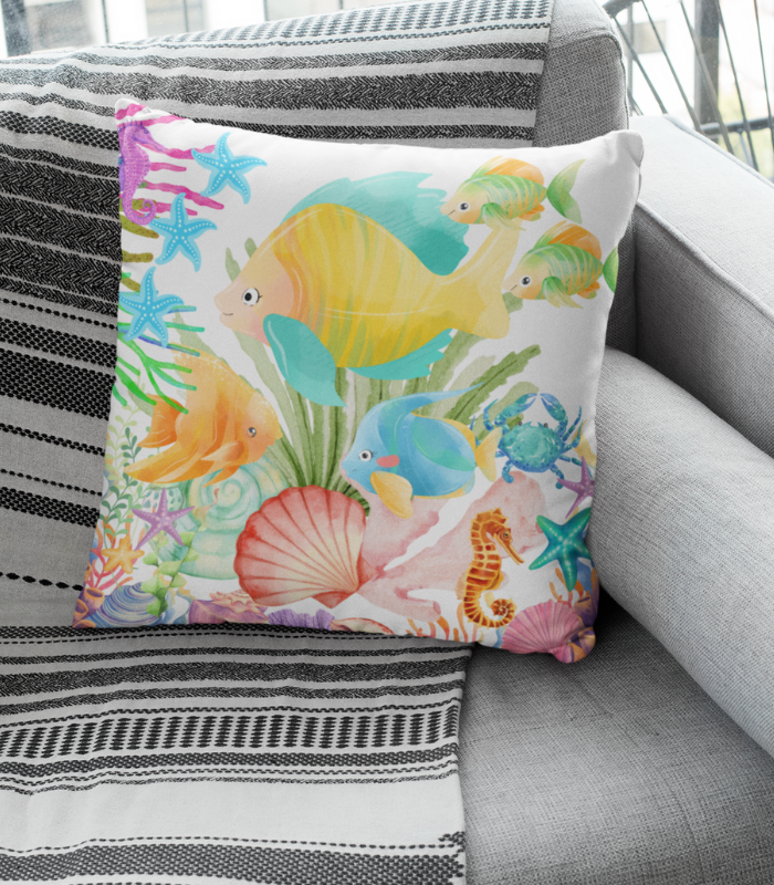 _sea life designs (20) SEA LIFE CUSHION @ D-W -01 (cush ) MADE TO ORDER DESIGNS - Image 1