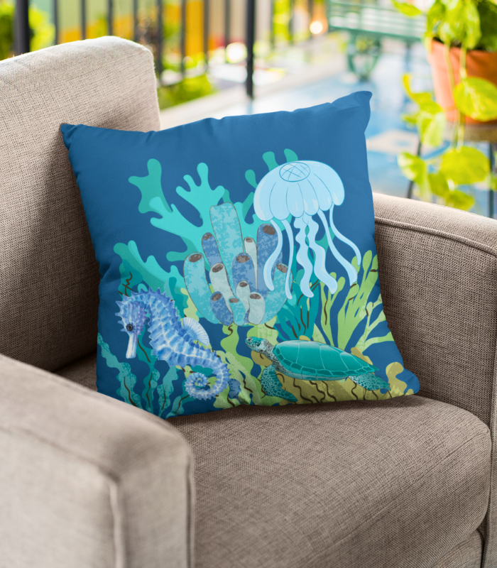 _sea life designs (36) SEA LIFE CUSHION @ D-B 012 (cush ) MADE TO ORDER DESIGNS - Image 1