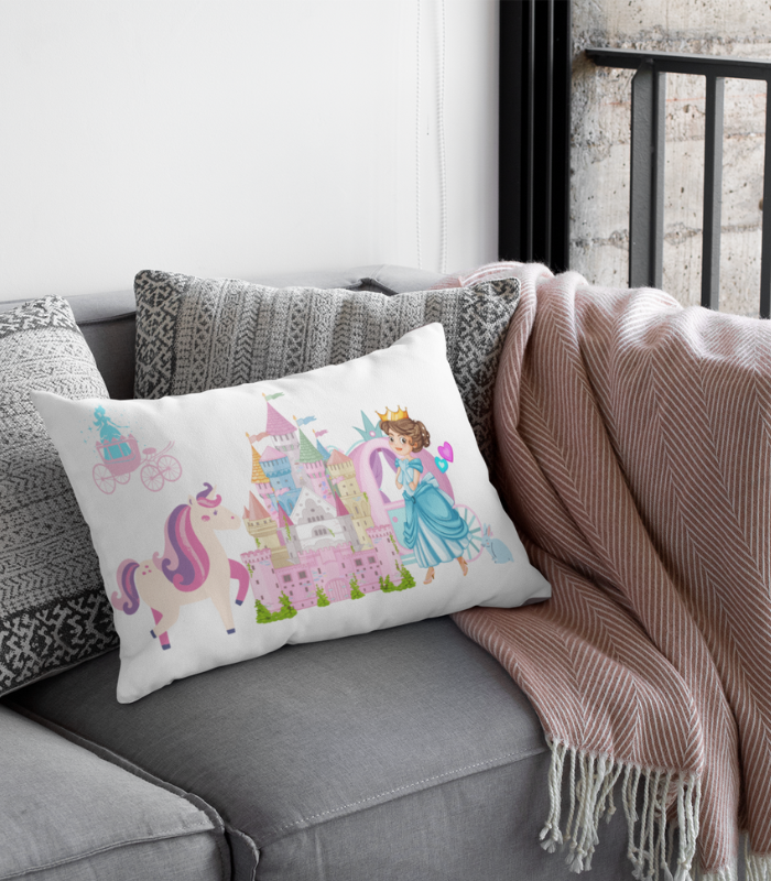 Baby Pillow (18) Baby Pillow Beautiful Princess and Unicorn Cotton Satin Lycra Cover | Ultra-Soft, Premium & Gentle Digital Print Baby Pillow Cover | 12 x 9 Inch - Image 1