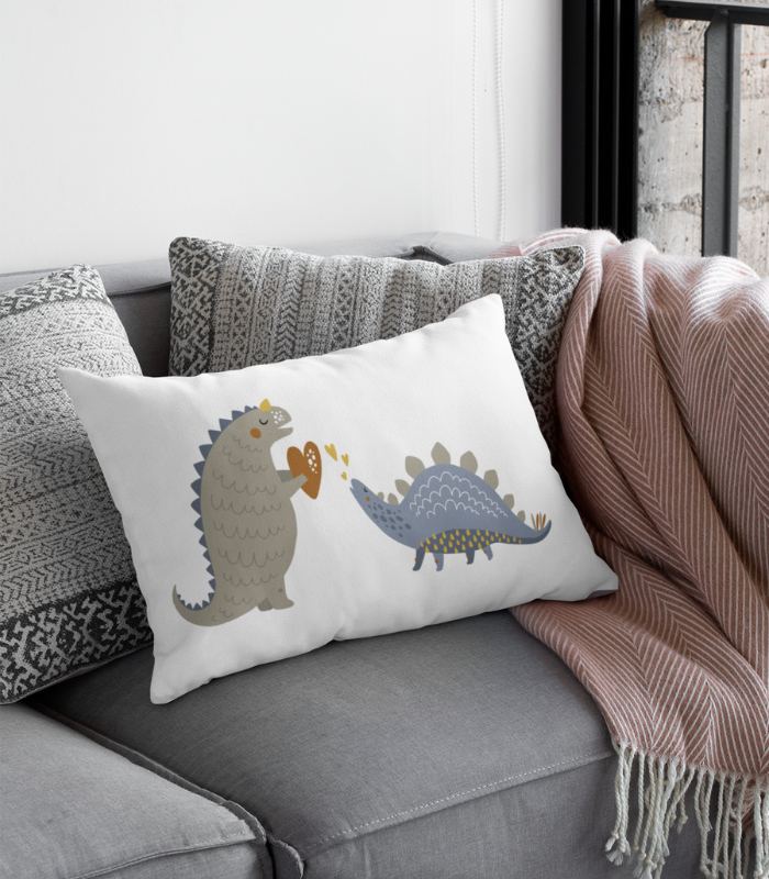 Baby Pillow (6) Baby Pillow Dinosaurs Love Print Cotton Satin Lycra Cover | Cute Digital Print Baby Pillow Cover | 12 x 9 Inch - Image 1